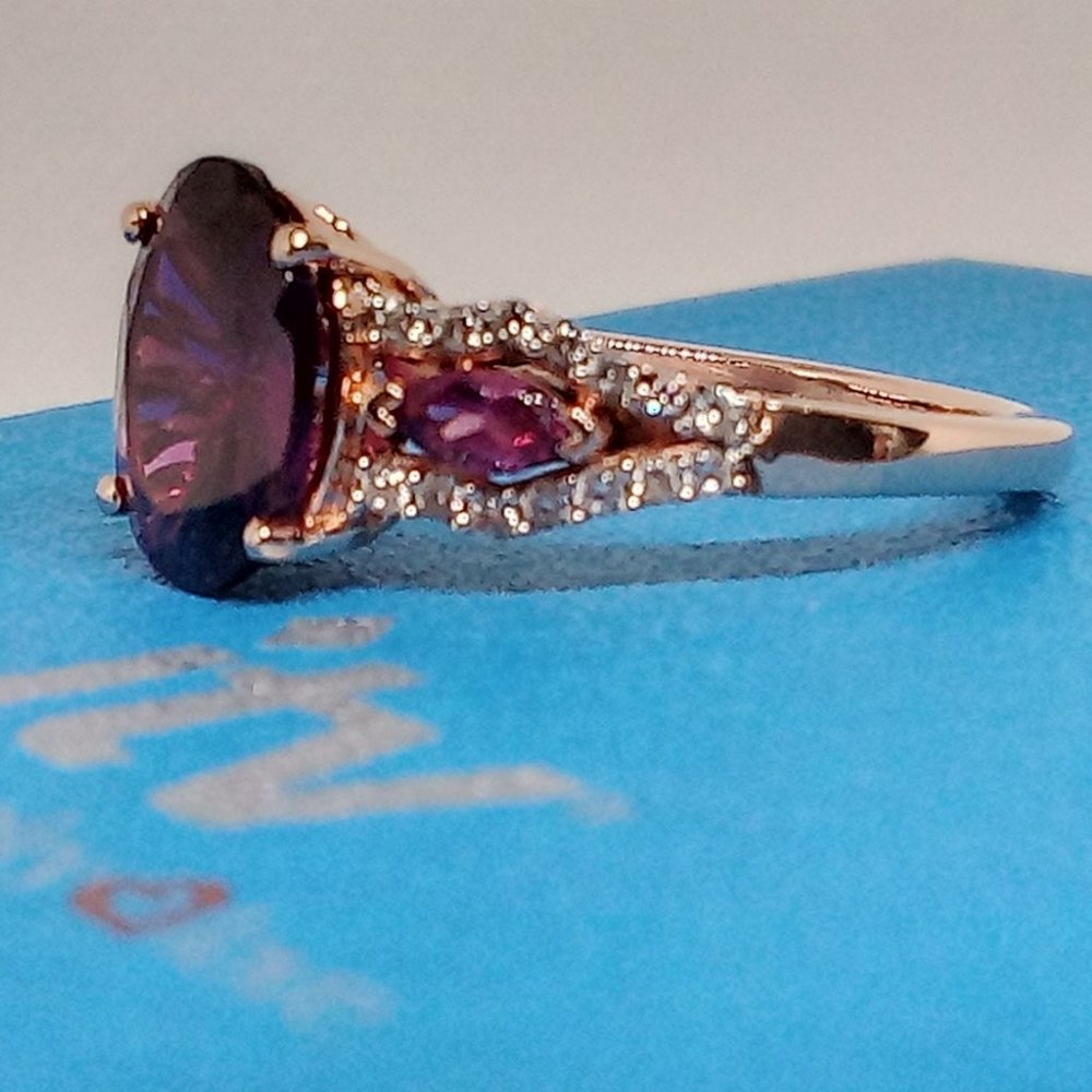 genuine grape garnets & pink sapphires, solid 10k rose gold, size 5.5 - Picture 12 of 12